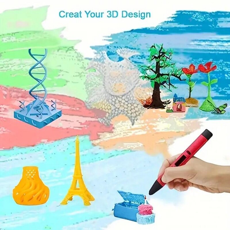 5M Set pena cetak 3D DIY pena cetak 3D seni gambar filamen PLA Doodle kerajinan untuk desain kerajinan