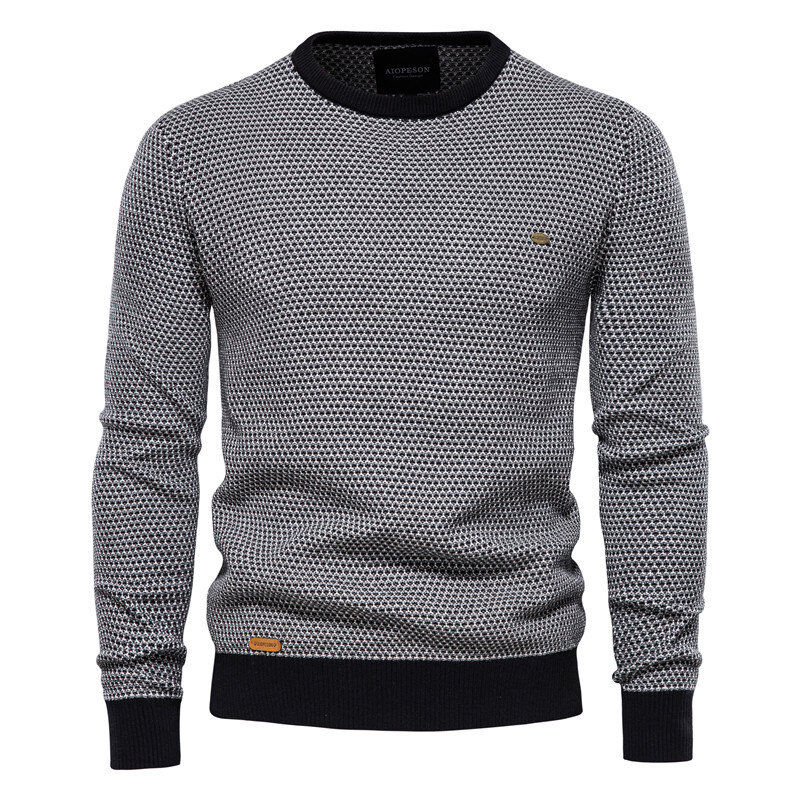 Winter Men's Sweater Loose Pullovers Warm Spliced Knitted Fashion Cotton Pullover for Men