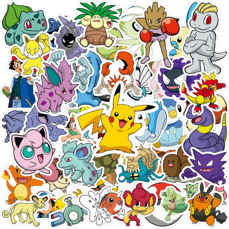 50/100 Stuks Kawaii Pikachu Anime Pokemon Stickers Voor Laptop Koffer Skateboard Gitaar Telefoon Cartoon Sticker Kid Cadeau Speelgoed