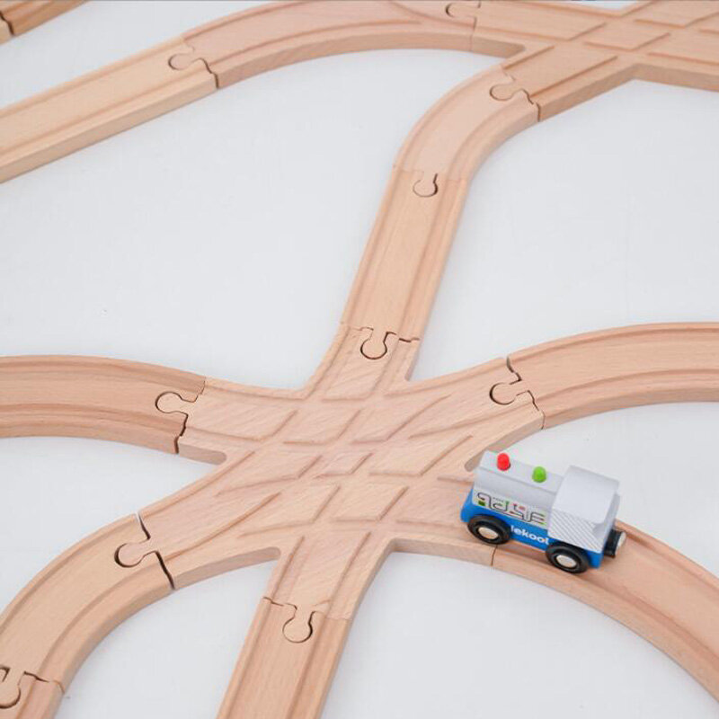 Детский деревянный трек для поезда, развивающая игрушка, аксессуары, головоломка, строительные блоки, совместимы со всеми основными брендами деревянной железной дороги