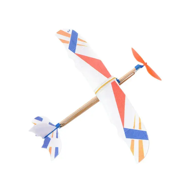 Aviones planeadores voladores de mano para niños, banda de goma elástica, modelo de ensamblaje de avión volador accionado, juguetes al aire libre para niños, bricolaje