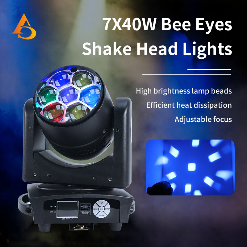 7x40W RGBW Moving Head  LED Zoom & WashLighting RDM Color Mixing For DJ Disco Wedding Concert Stage Light