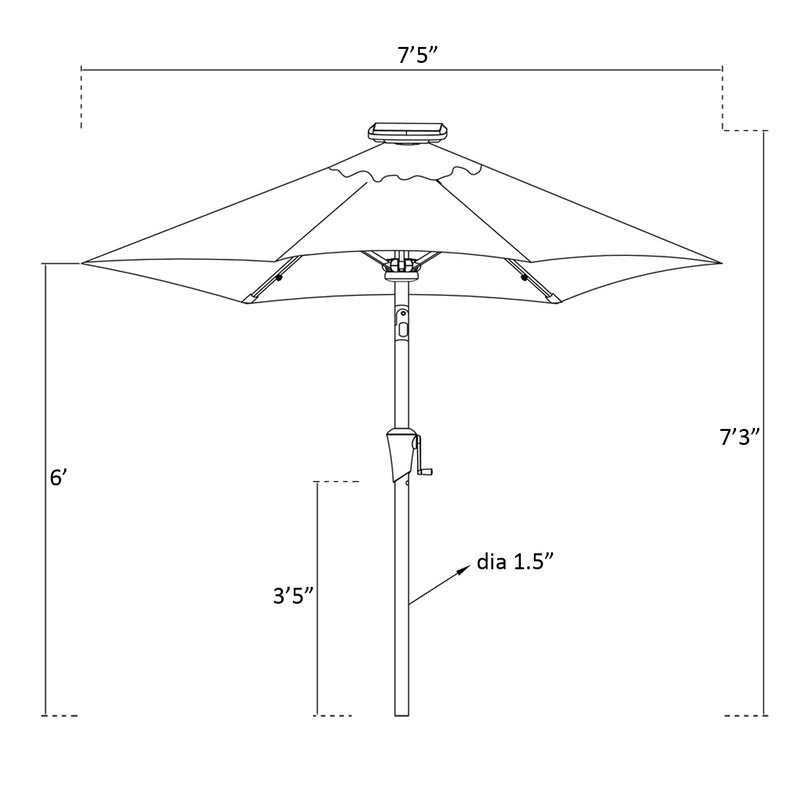 7.5 Ft Outdoor Patio Markt Paraplu Met Solar Led Verlichting En Tilt