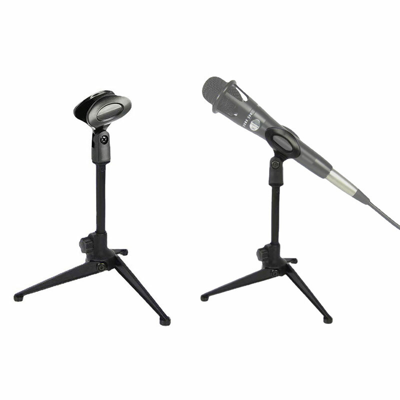 Microphone Stand Desktop Tripod Mini Portable Table Stand Adjustable Mic Stand Mic Clip Holder Bracket Lightweight Bracket