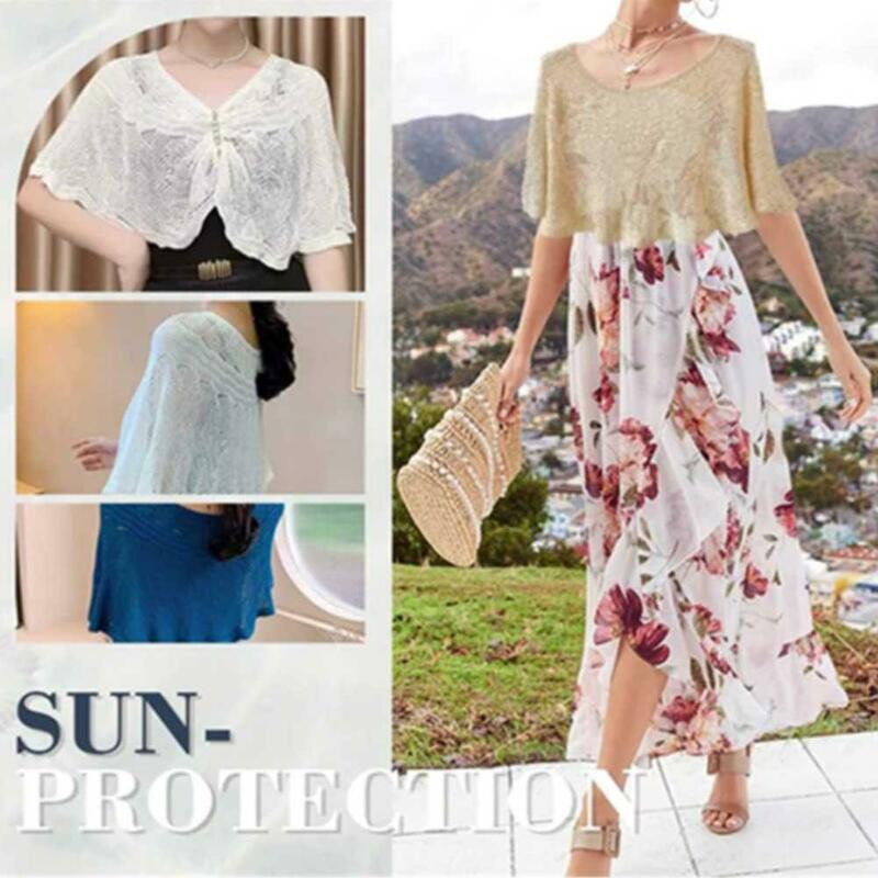 Womens Loose Crochet Tops Hollow Out Cotton Shrug Poncho Wrap Warm Beach Shoulders Crewneck Up Shawl Shawl Summer Pullover M0C3