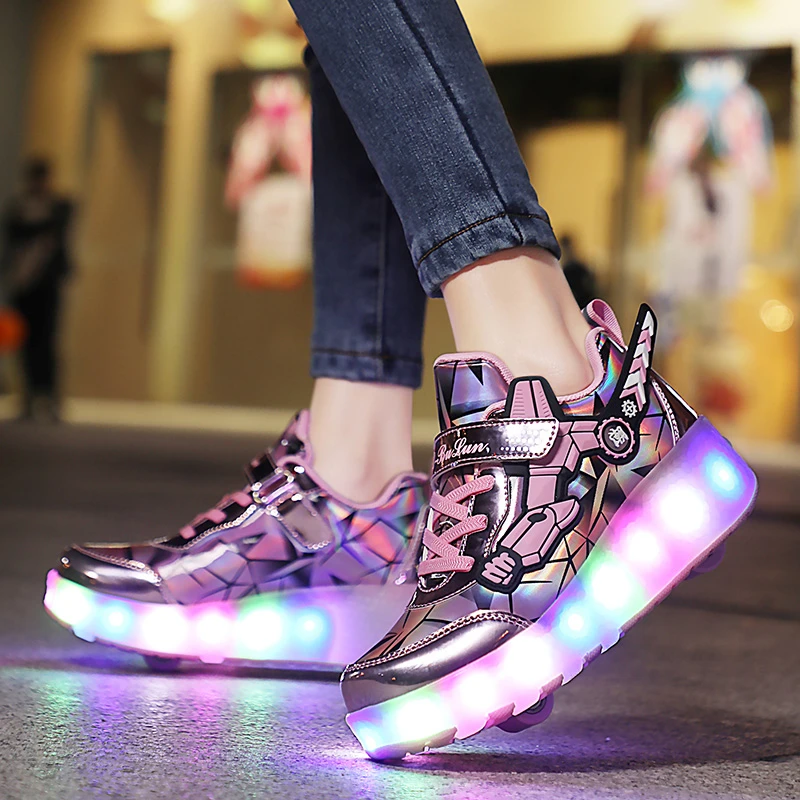 Roller Skates 2 Wheels Sneakers Flash Shoes Youth  Glowing Lighted Led Child Boys Girls Kids 2023 Fashion Luminous Sport Boots