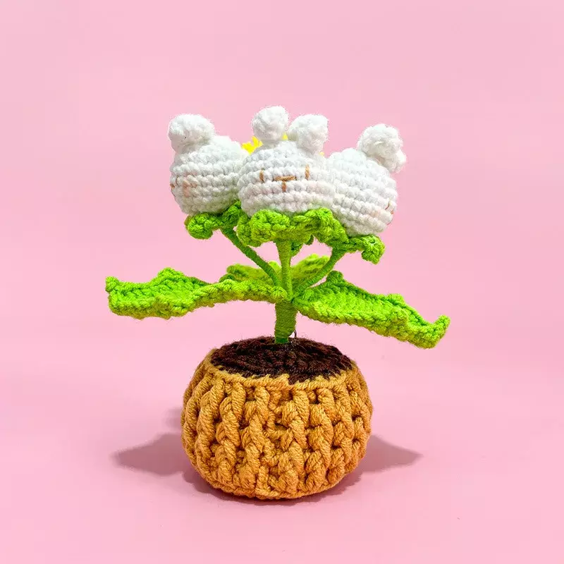 Muñeca de simulación tejida a mano, decoración de plantas en maceta, acabado exquisito, decoración de escritorio, regalo de vacaciones, nuevo