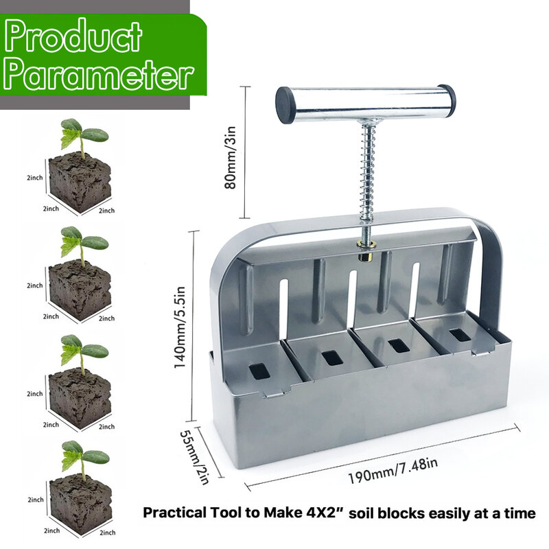 Handheld Seedling Solo Block Maker, Soils Blocking Tool, Usado para Mudas, Estufa Jardim Supplies, 2"