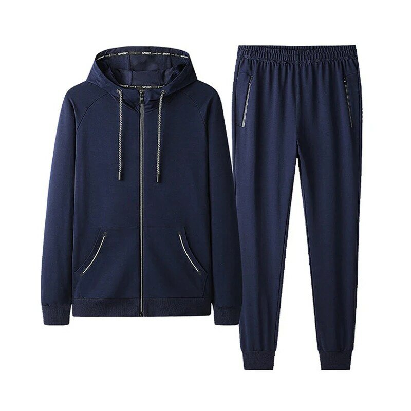 Men Tracksuit Sportswear Sets New Male Spring Autumn Clothing Casual Hooded Suit 2 Pieces Sweatshirt + Pants Plus Size 7XL 8XL