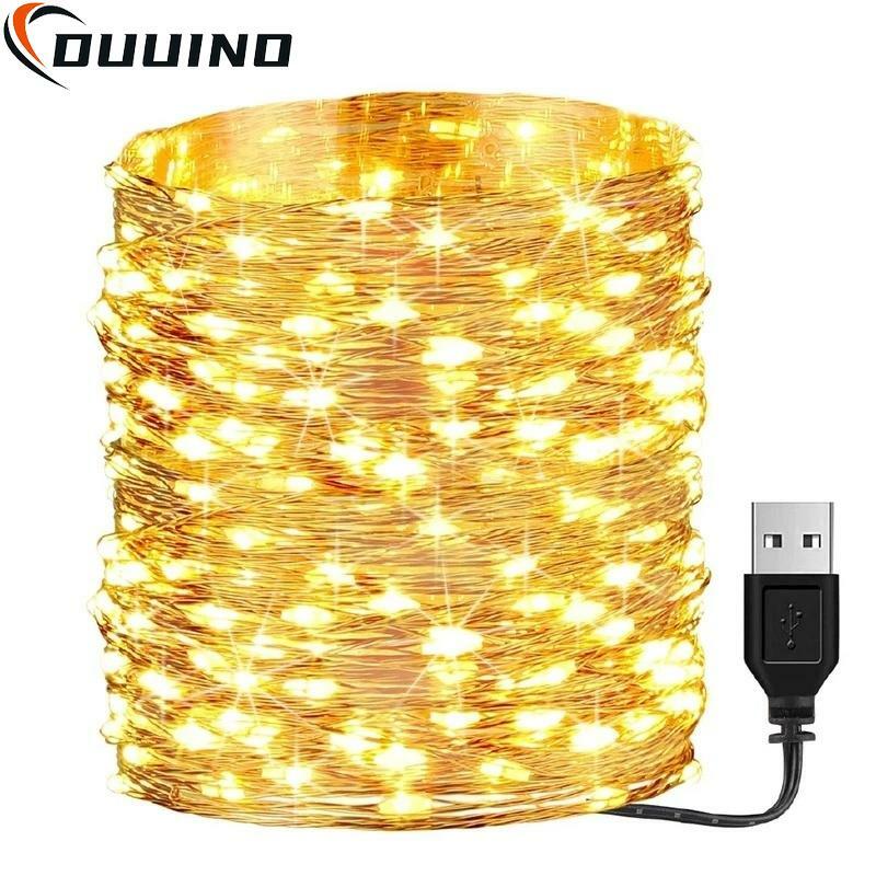 Wasserdichte USB/Batterie LED-Lichterkette 5m 10m Kupferdraht Fee Girlande Licht Lampe für Weihnachten Hochzeits feier Urlaub Beleuchtung