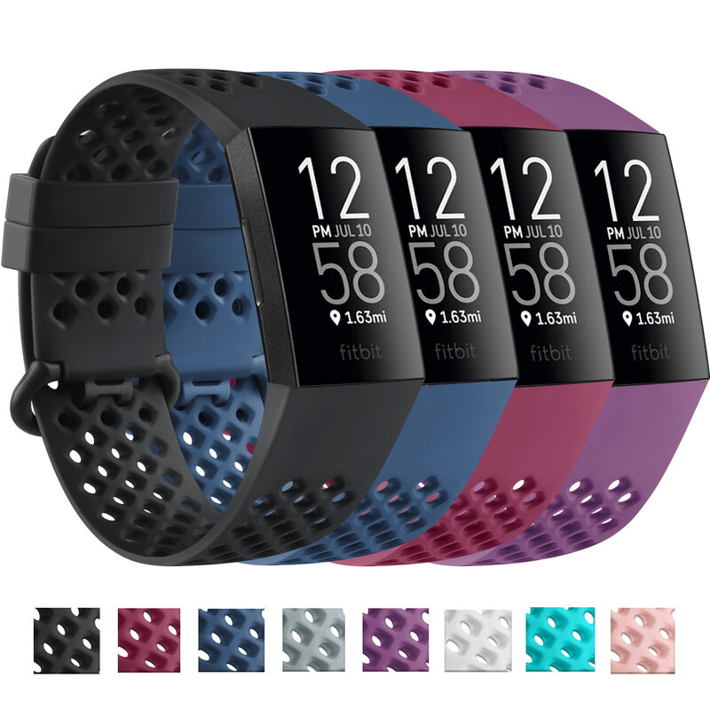 Sportowy pasek silikonowy do Fitbit Charge 4 / Charge 3 / Charge 3 SE Band wodoodporny z oddychającymi otworami Watchband do Fitbit Charge 4
