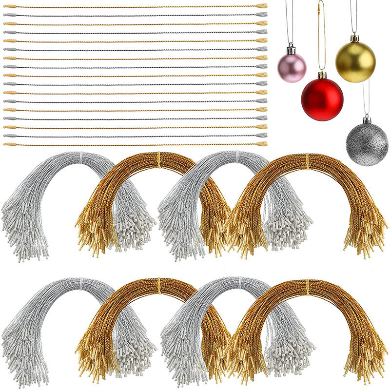 100Pcs Christmas Ornaments Hanger String Ornament Hook Ropes Precut String with Snaps Locking for Xmas Ornament Hanging Decor