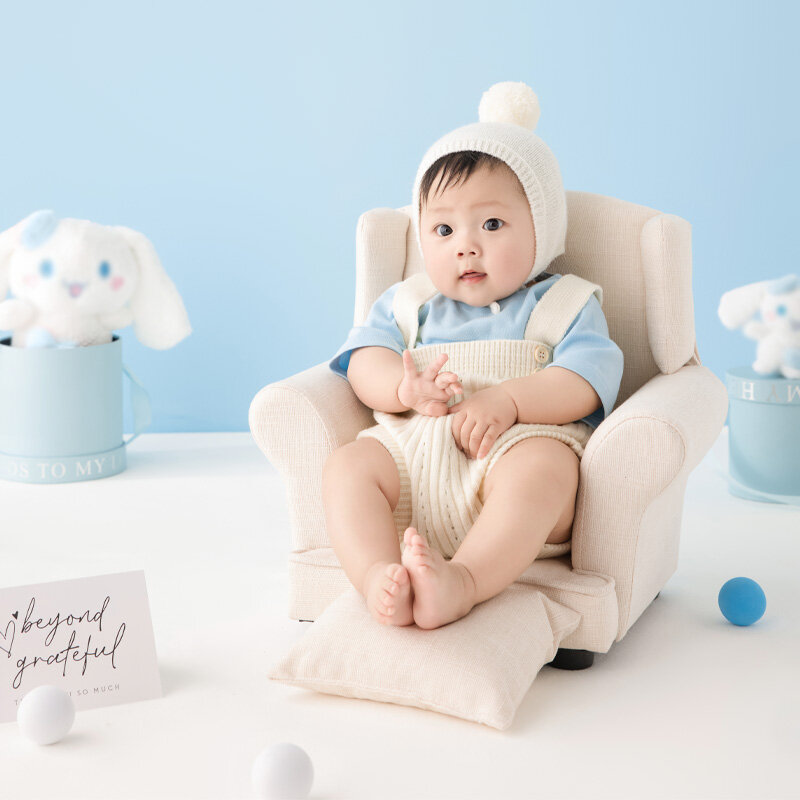 아기 소년 신생아 사진 의상, 여아용 코스튬, 귀여운 테마 니트 옷, 모자 장난감, 공 스튜디오 사진 액세서리