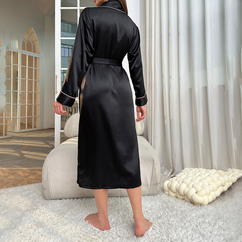 Халат женский атласный ультратонкий, Шелковый Гладкий халат-кимоно, однотонный халат для невесты, свободная дышащая одежда для сна