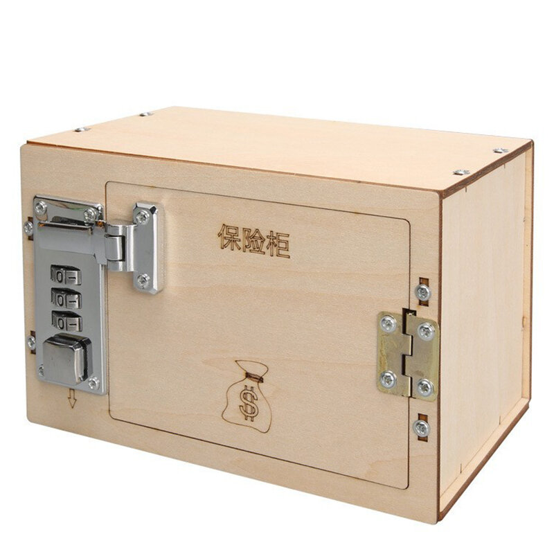 Caja de Seguridad con cerradura para adultos y niños, caja fuerte de madera con contraseña, regalo de cumpleaños, bricolaje