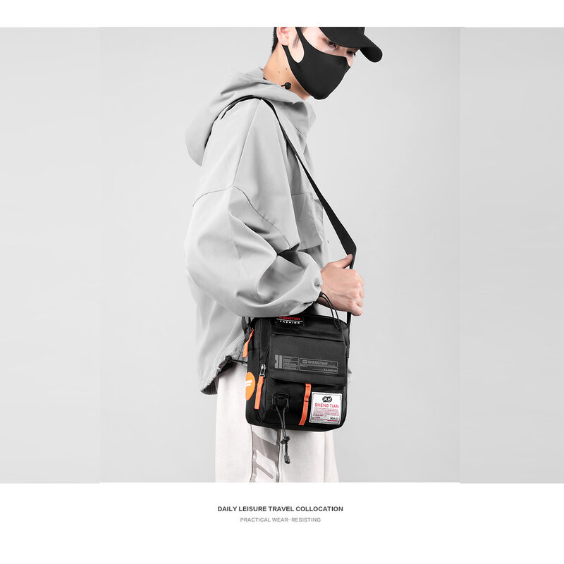 Trendy Mini Crossbody Bag Men Casual Small Backpack Simple Versatile Single Shoulder Bag Lightweight Crossbody Oxford Bags