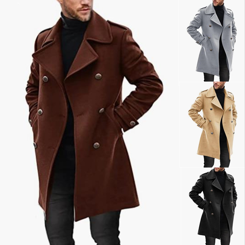 Mode Herren jacke Mantel mit schlanken lässigen Herren bekleidung Trenchcoat Zweireiher Revers Langarm Herren bekleidung