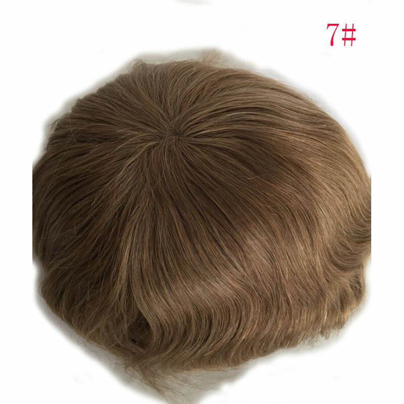 Men's Human Hair Toupee | Thin Skin & Mono Lace Top | Hairpiece Replacement System | Dark Brown Wig | Tsingtaowigs Hair System