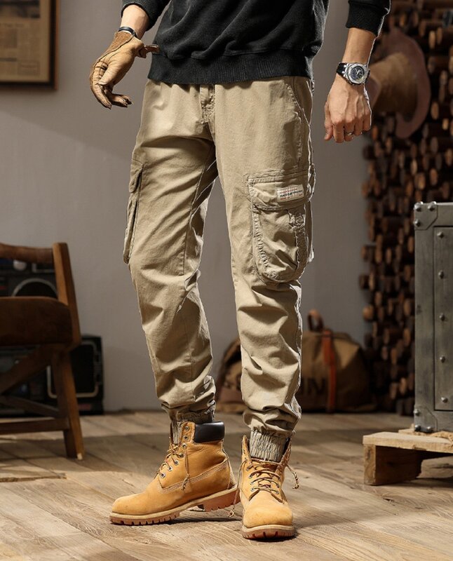 Wiosenne nowe męskie kilka kieszeni spodnie Cargo męskie na co dzień bawełniane spodnie wojskowe jesienne spodnie spodnie w dużym rozmiarze spodnie męskie