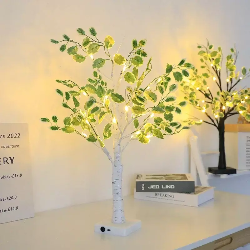 Árbol de abedul blanco de simulación para interiores, luz LED para decoración del hogar, diseño de escena de fiesta de Navidad, árbol luminoso