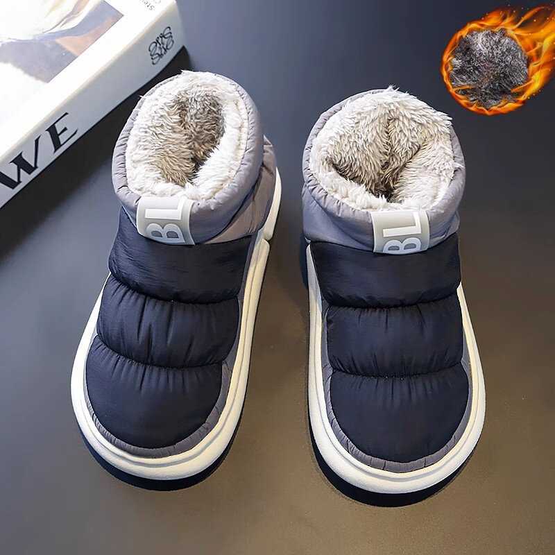 Botas de neve de sola grossa masculinas, confortáveis sapatos de algodão, leves, impermeáveis, quentes, EVA, planas, inverno
