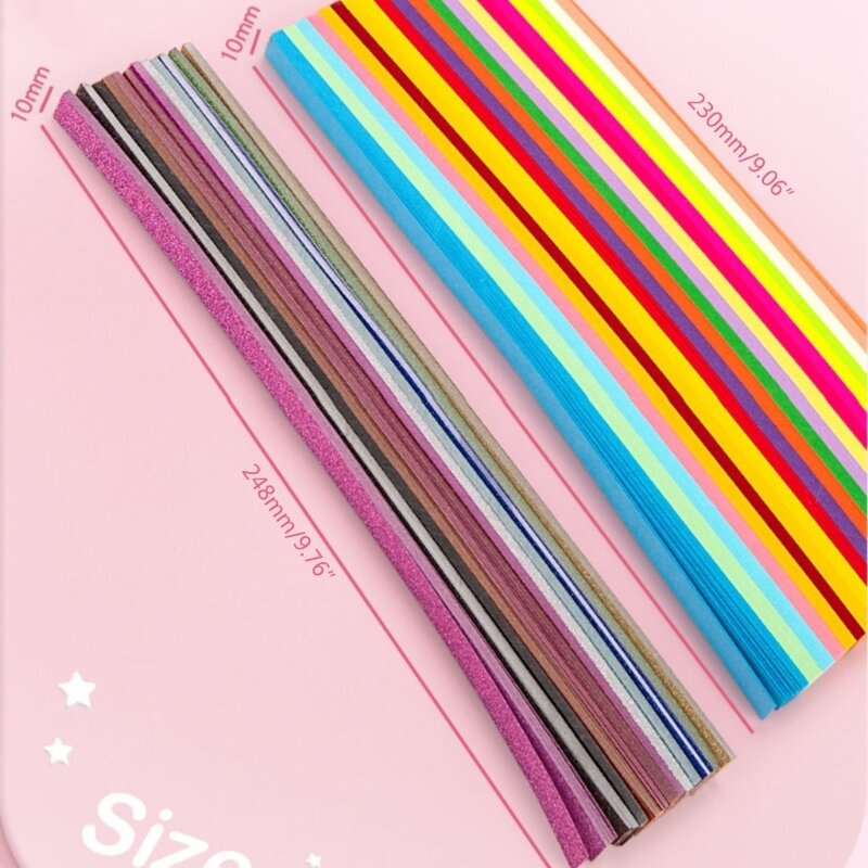 Star Paper Strips DIY Artesanato Mão Colorido Star Decors Folding Paper Sheets para Artes Crafting, Ensino Escolar
