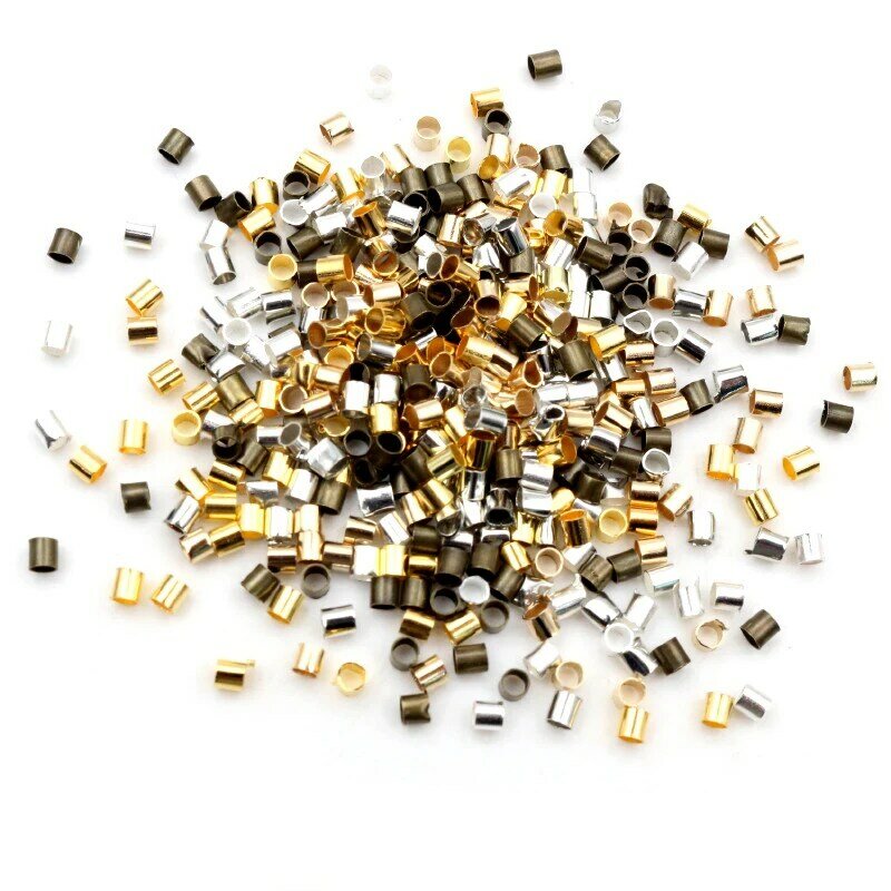500pcs 1,5 2,0mm Gold Silber Farbe Rohr Crimp Ende Perlen Stopper Spacer Perlen Für DIY Halskette Schmuck Machen ergebnisse Liefert