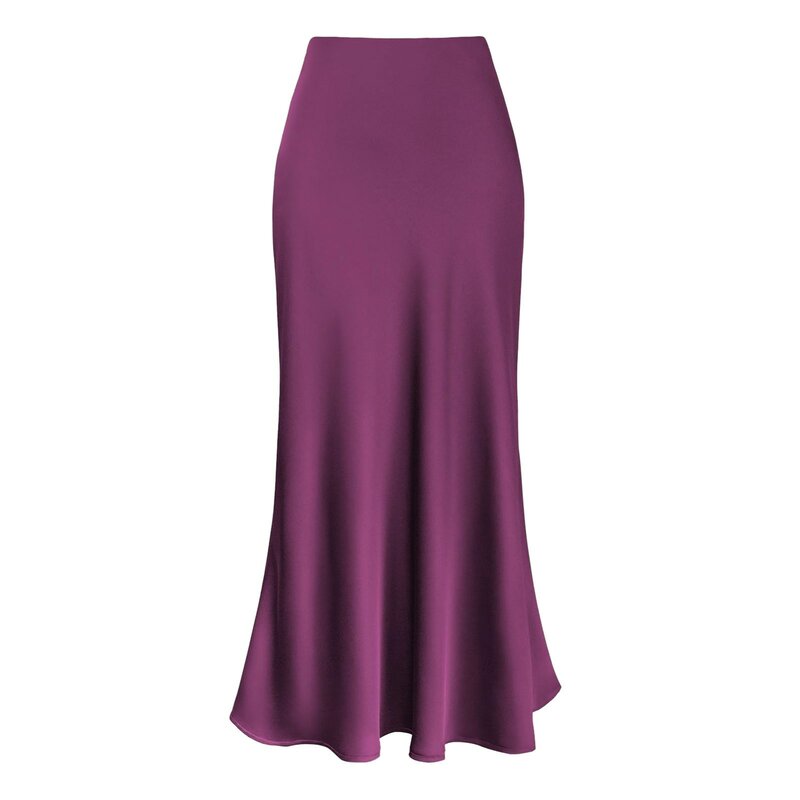 Damen einfarbig elegante Satin Mode Slim Fit Röcke vier Jahreszeiten lässig hohe Taille Club Büro Reiß verschluss mittellange Röcke