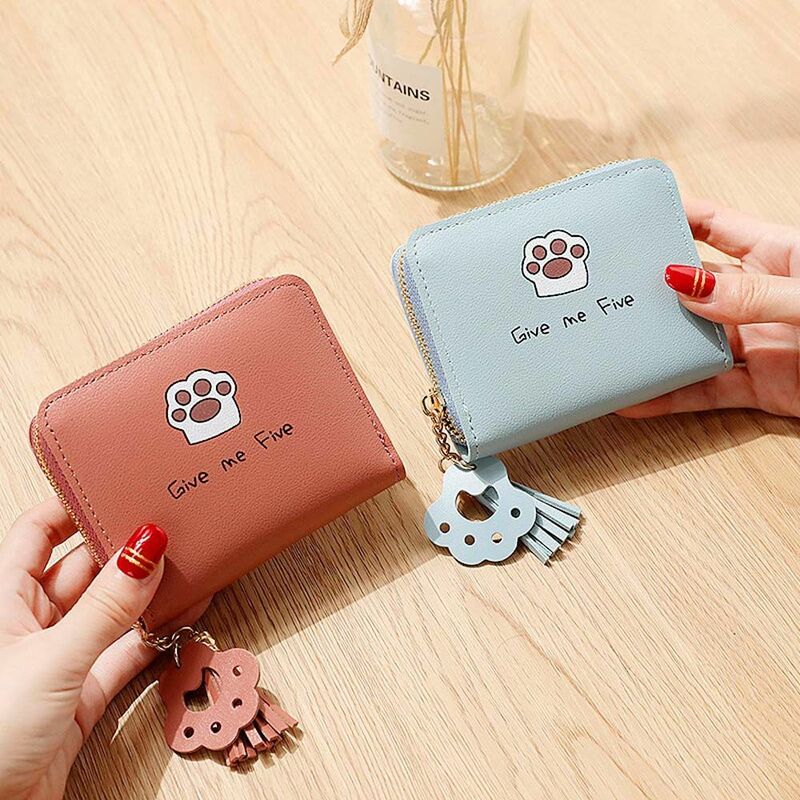 Cute Classic Tassel For Girls PU Leather Letter Women Coin Purse Zipper Purse Wallets Card Holder Korean Money Bag
