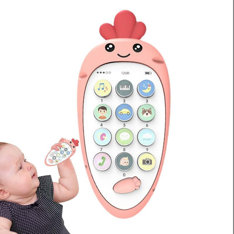 Sound machen Telefon Spielzeug für Kinder Kleinkind lernen Musikspiel zeug interaktive sensorische zweisprachige Beiß spielzeug Karotte Telefon geformt