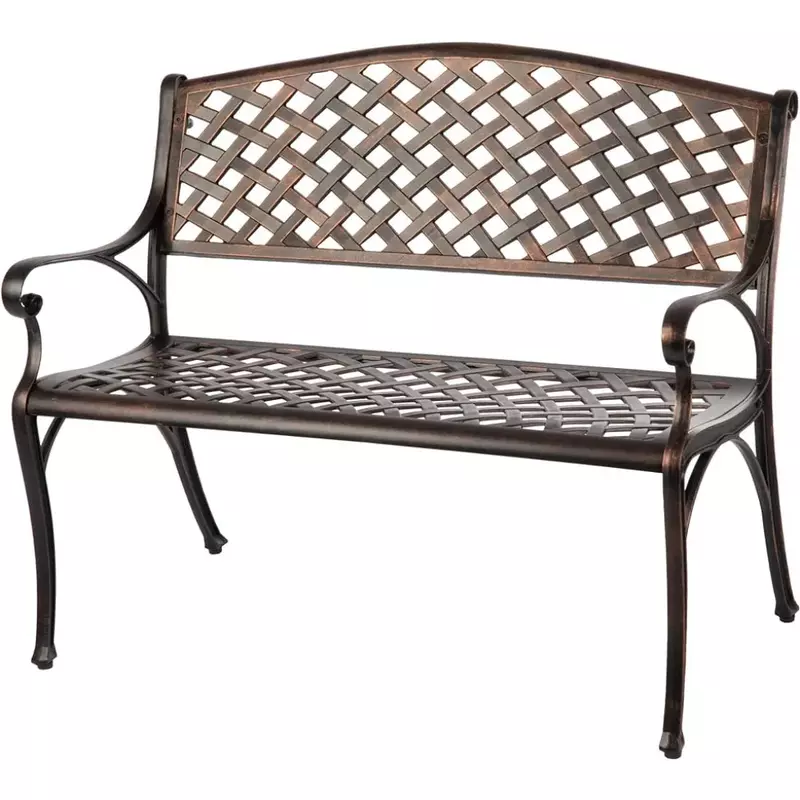 Лёгкая прочная скамейка из литого алюминия, идеально подходит для расслабления, пауза в саду, садовые скамейки, бесплатная доставка