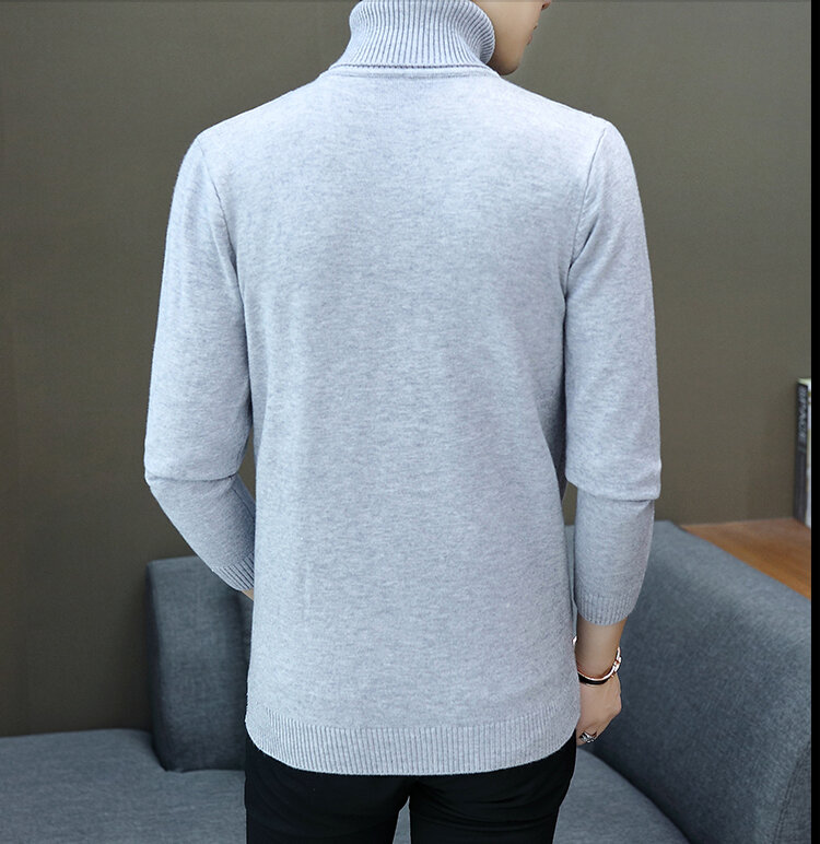 Suéter de cuello alto para hombre, Jersey de punto informal, mantiene el calor, ajustado, Tops, ropa de invierno