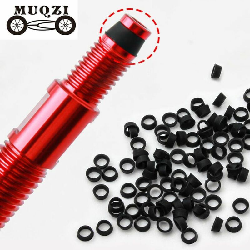 100pcs/bag Black Bicycle Tire Ring High Quality MUQZI French Extended Air Nozzle Gasket Bicycle Accessories