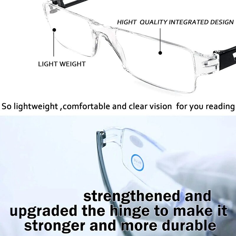2024 New Men Women Rimless Reading Glasses Anti Blue Light Bifocal Far Near Magnification Eyewear Presbyopic Glasses +100~+400