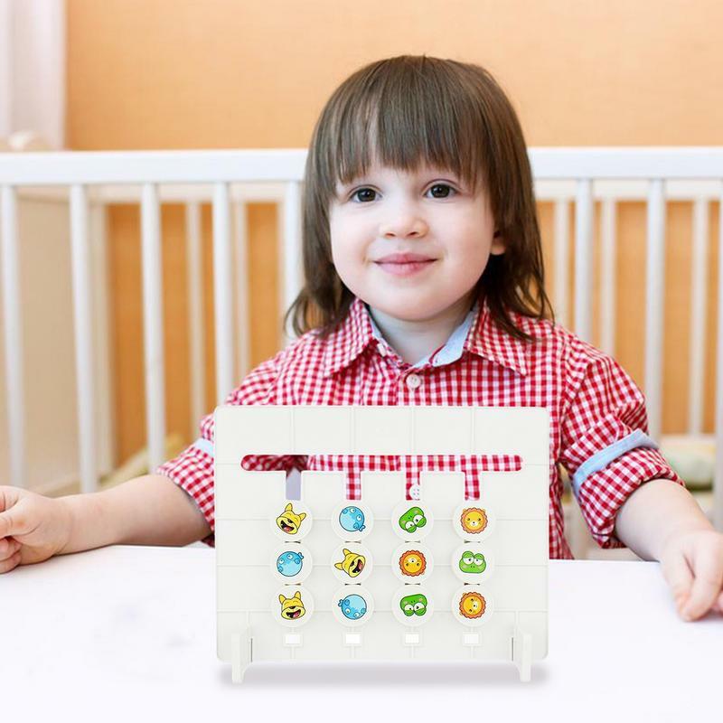 Mainan edukasi anak-anak, permainan Puzzle geser warna yang cocok dengan permainan logika Montessori