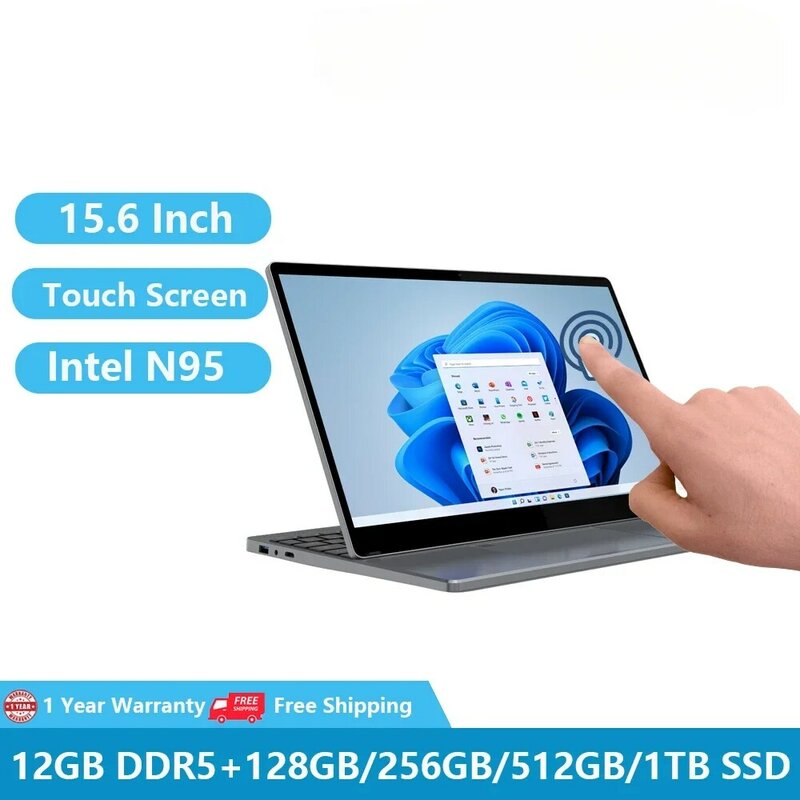 Greatium laptop layar sentuh G156, Notebook Gaming Tablet Windows 11 2 in 1 15.6 "12 Gen Intel N95 12GB DDR5 1TB M.2 Netbook
