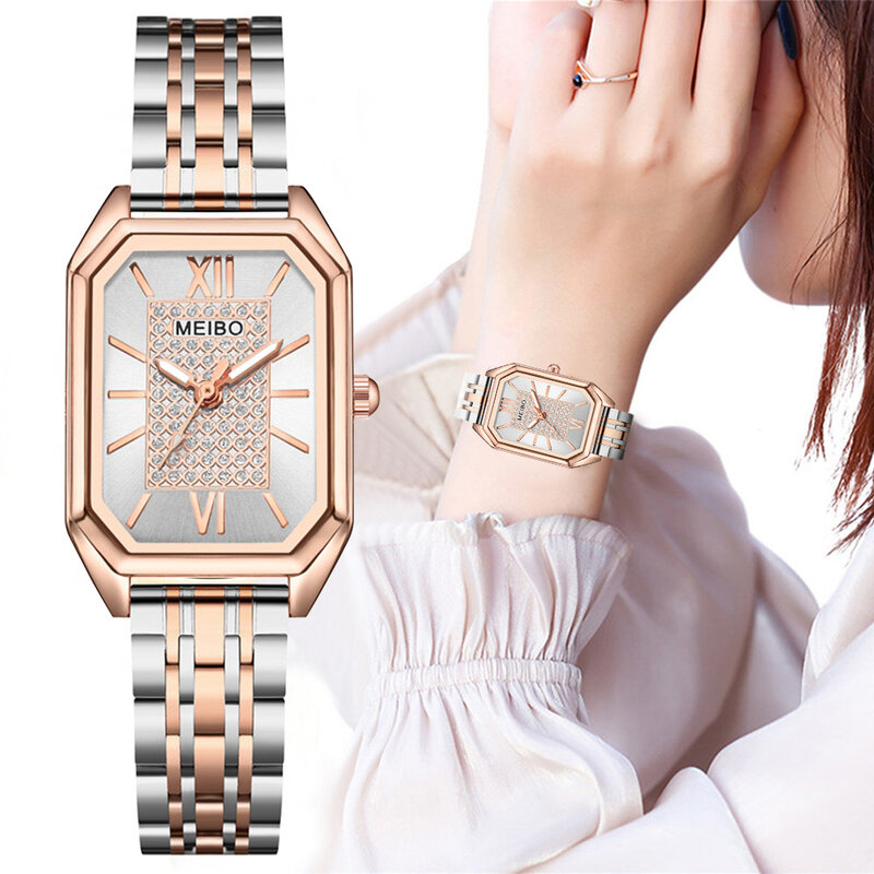 女性のための長方形のクォーツ時計,有名な高級ブランド,ステンレス鋼のアクセサリー