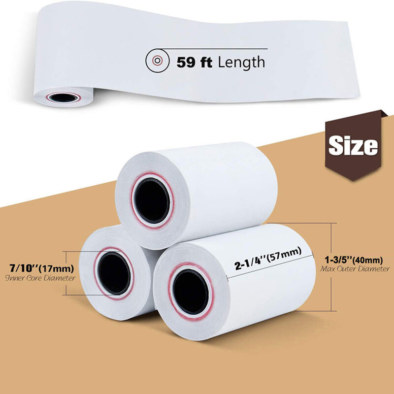Rollo de papel térmico fino para impresora POS de supermercado, caja registradora, 18 metros de longitud, 48g, 57x40mm, 2 rollos
