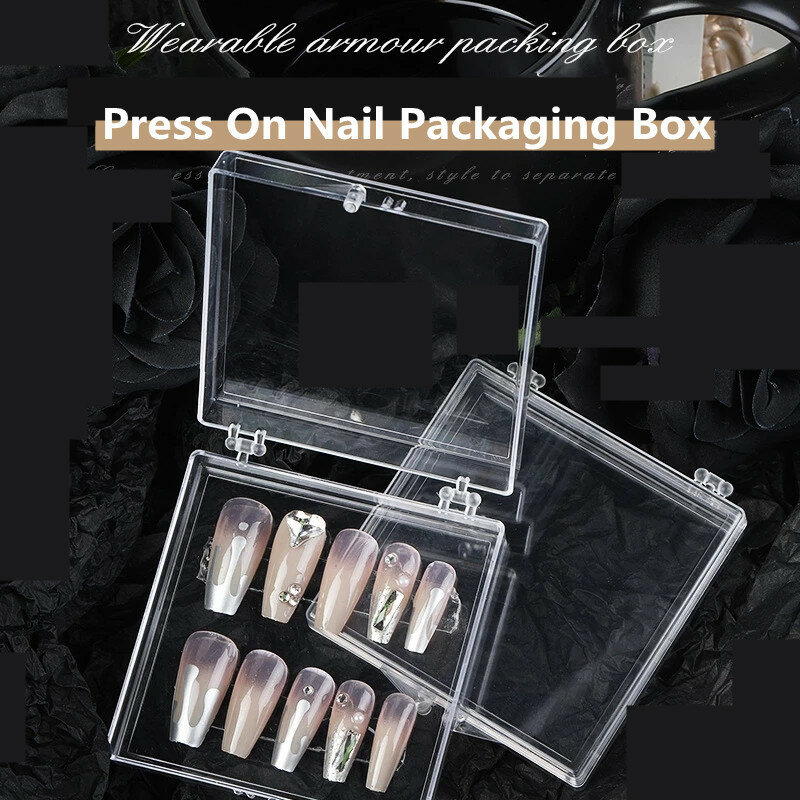 Scatola di immagazzinaggio di usura delle unghie fatta a mano scatola di imballaggio per unghie in acrilico trasparente contenitore per organizzatore di Manicure per unghie contenitore per strumenti per unghie scatola vuota