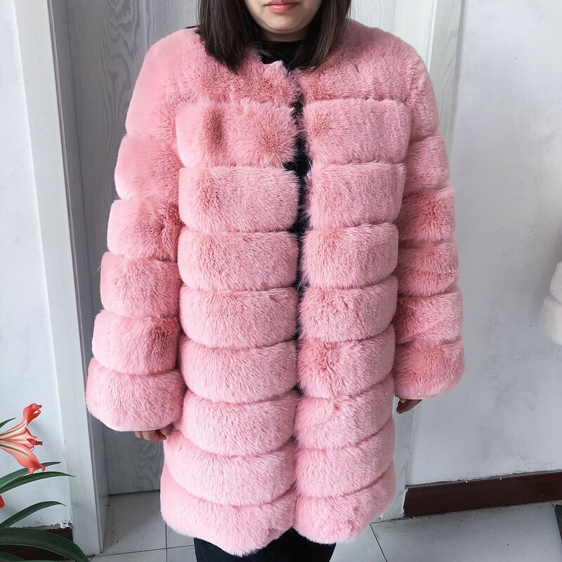 Lhxdw-女性用の人工毛皮のコート,長い偽のキツネの毛皮のコート,90cmの高品質,冬用