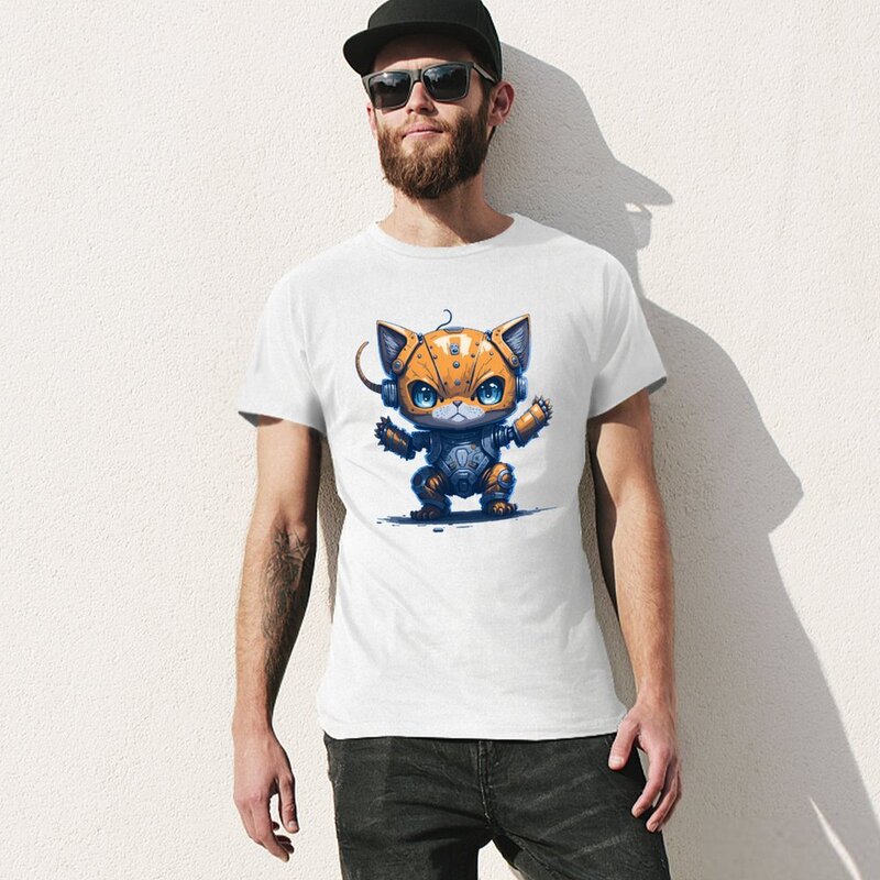 Miau Planet Roboter Held T-Shirt Neuauflage schnell trocknende lustige T-Shirts Männer