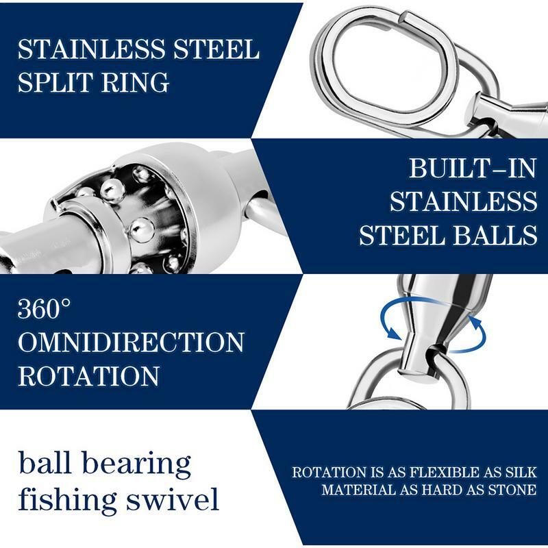 1Pc Fishing Swivels Snap Ball Bearing Swivel Stainless Steel Split Ring Fishing Snap Rolling Swivel Carp Fishing Lure Connector