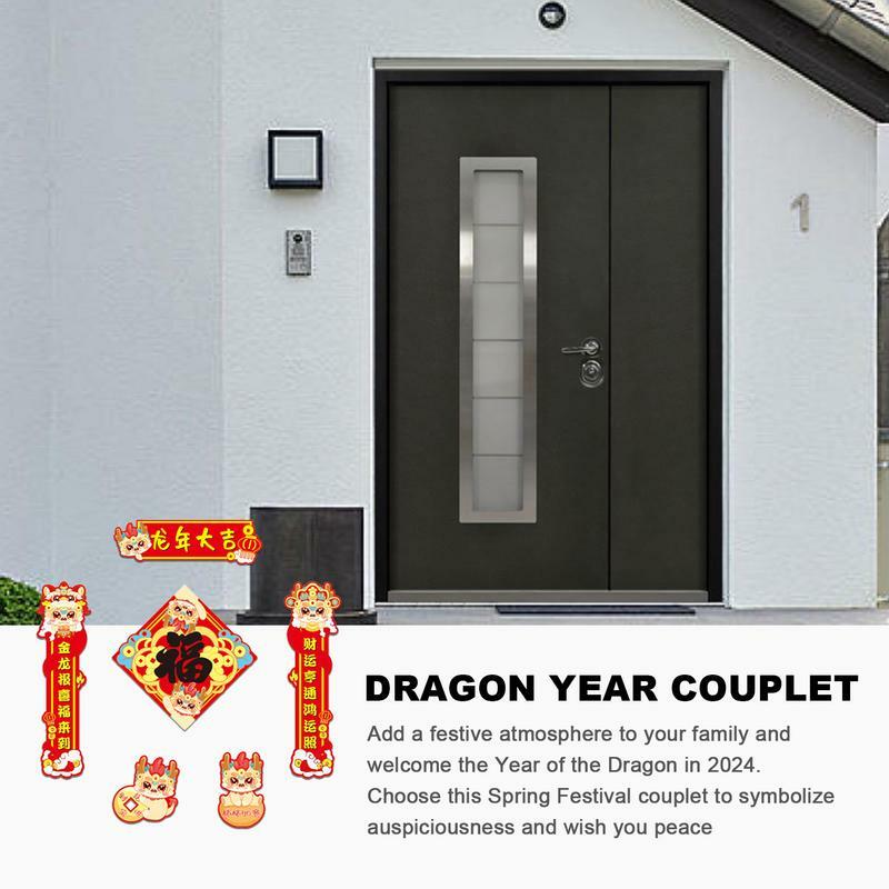 Spring Festival Decor Couplet Lucky Fu Character Door StickerSpring Festival Couplets Lucky Chinese Couplet Kitchen Magnets