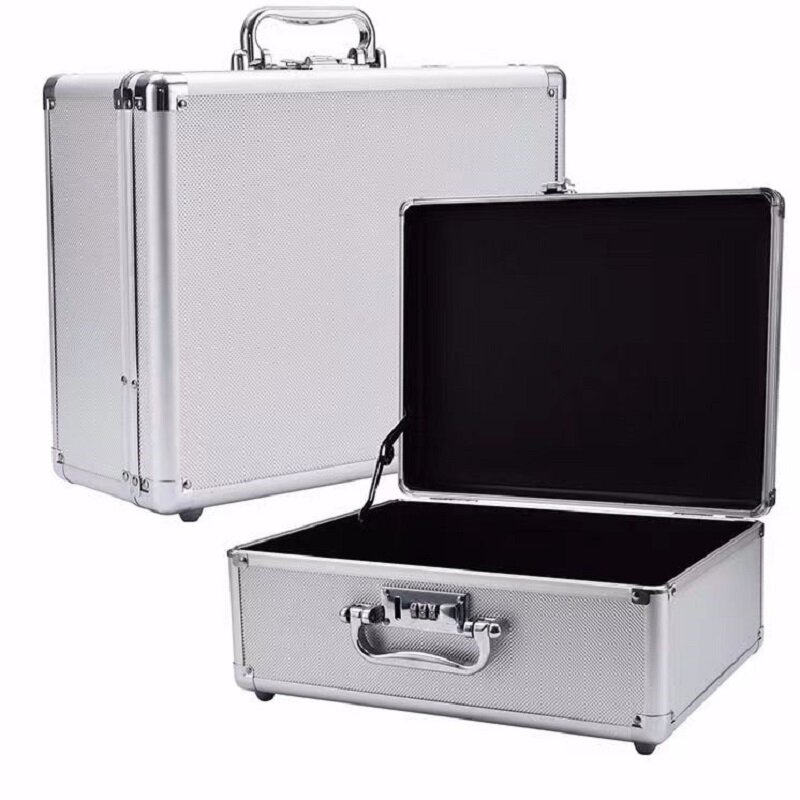 Caja de almacenamiento portátil grande de aleación de aluminio, caja de herramientas, caja de contraseña de archivo, estuche de identificación para el hogar, fabricante