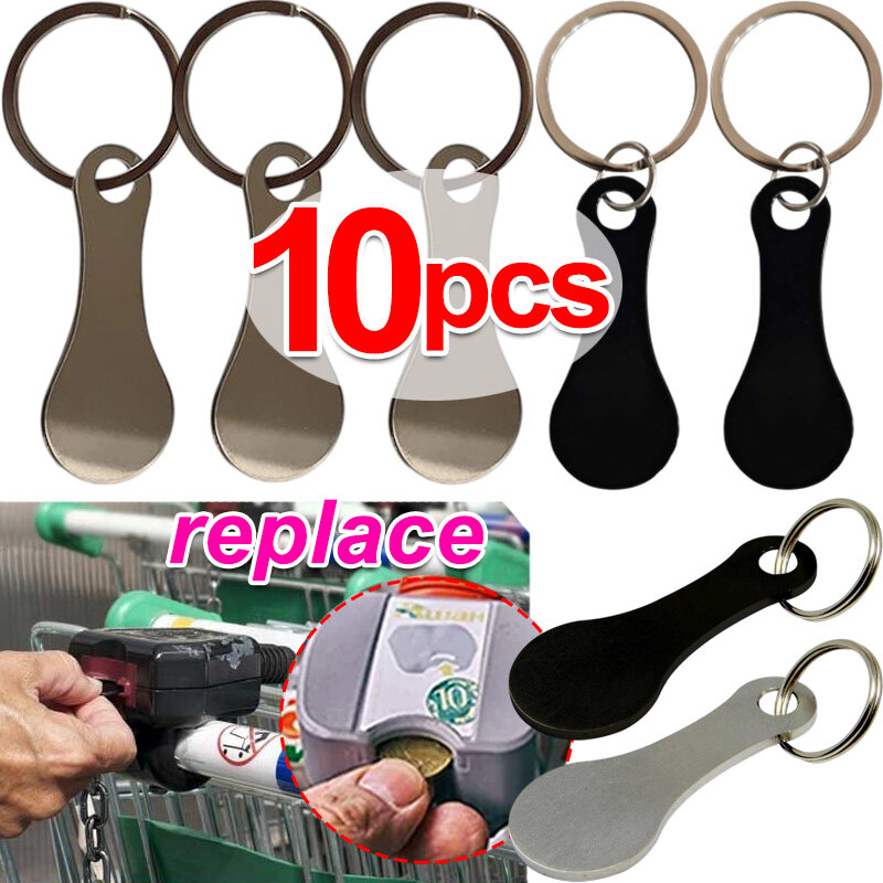 1/10pcs Metal Shopping Cart Tokens Trolley Token Key Ring Decorative Keychain Multipurpose Shopping Portable For Home Outdoor