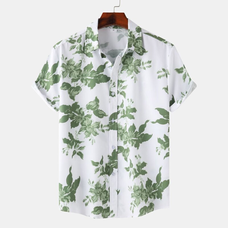 Men's Casual Fashion Hawaiian Beach Vacation Printed Short Sleeve Shirt Summer Loose Beach Oversize Top Men's Shirts For Boys