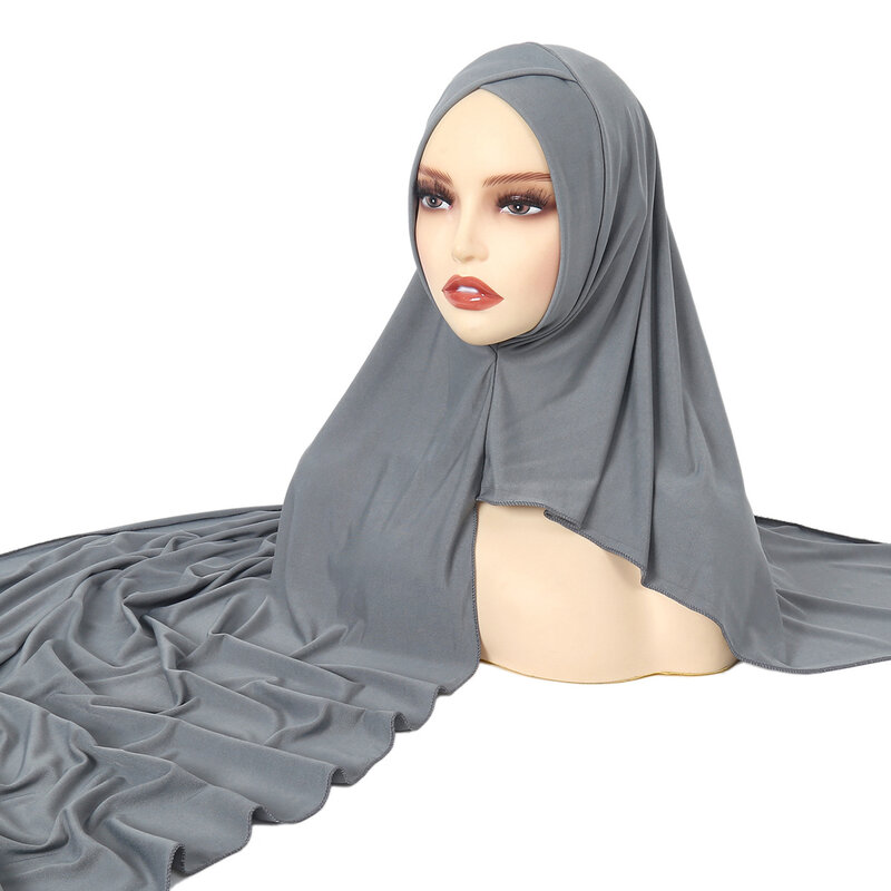 Fronte croce sciarpa Hijab istantanea donna musulmana Jersey pronto da indossare avvolgere turbante Amira Femme Musulmane foulard scialli Bandana