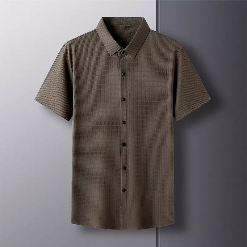 Men's Summer Non Ironing Solid Color Comfortable, Breathable, Fashion Versatile, Cool and Quick Drying
