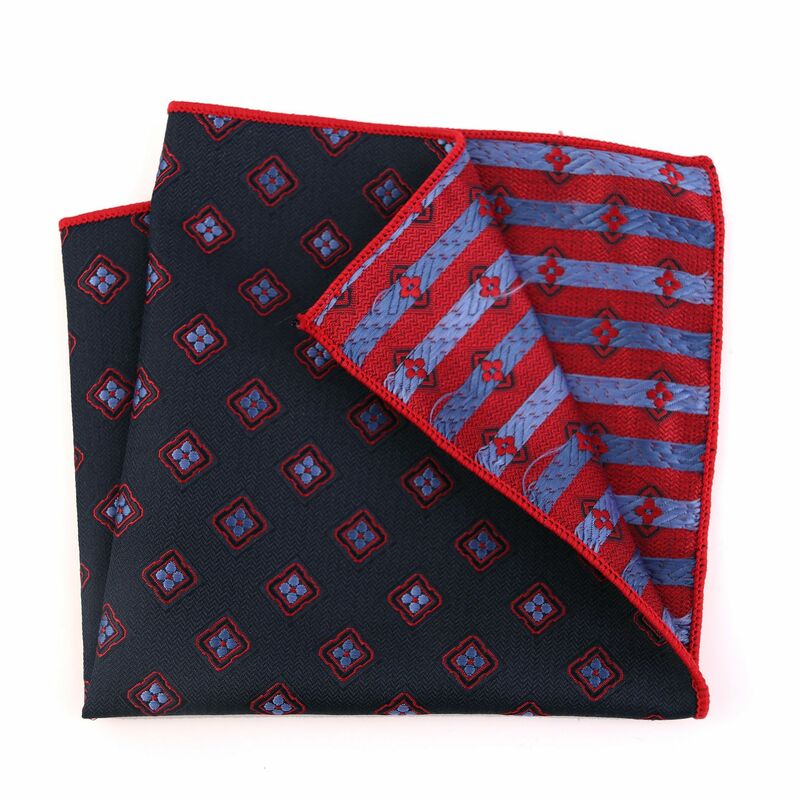 Wedding Wine Red Handkerchief For Men Vintage Check Dots Stripe Pocket Square Navy Blue Paisley Handkerchief Suit Pocket Fashion
