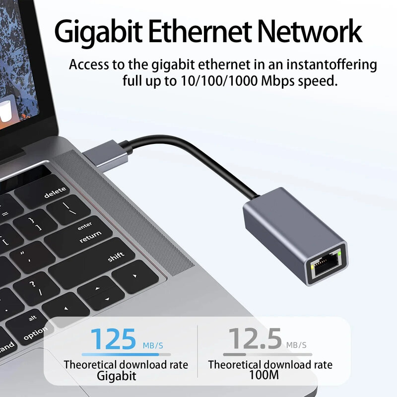 USB 3,0 для Ethernet-сетевой карты, алюминиевый гигабитный адаптер Type-C для ноутбука MacBook Pro 1000/100 Мбит/с, USB C Lan RJ45 адаптер